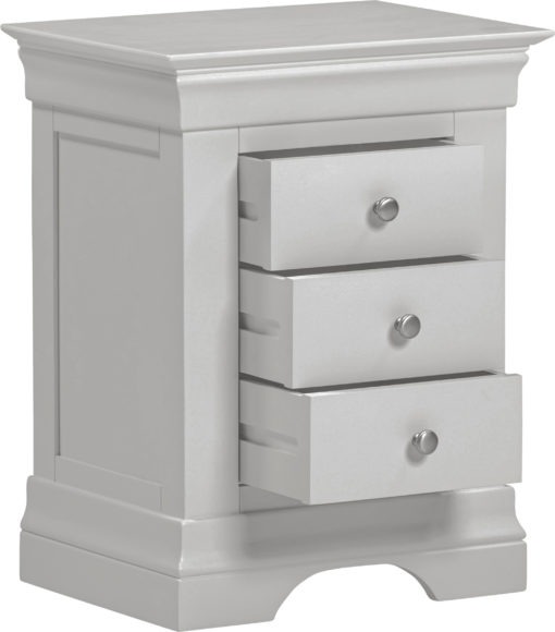 Seconique Bordeaux 3 Drawer Bedside Pebble Grey