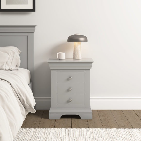 seconique Bordeaux 3 Drawer Bedside Pebble Grey