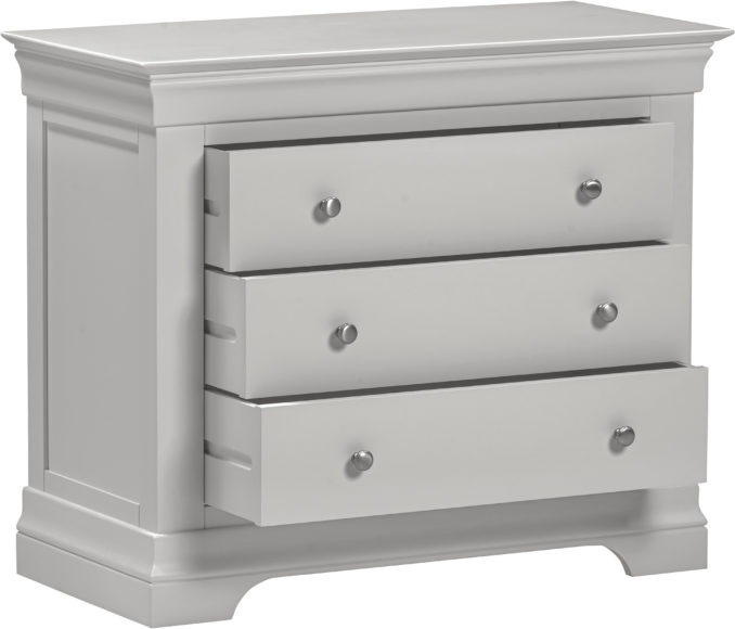 Seconique Bordeaux 3 Drawer Chest Pebble Grey