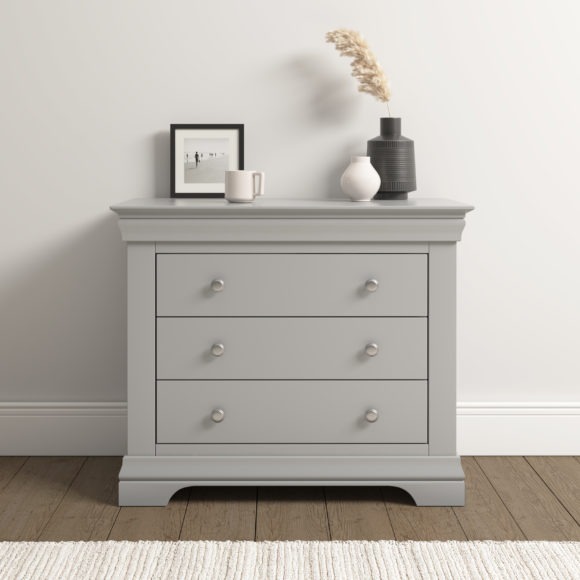 seconique Bordeaux 3 Drawer Chest Pebble Grey