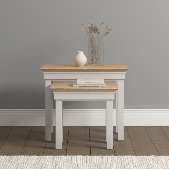 seconique Bordeaux Nest of 2 Tables Ivory/Oak