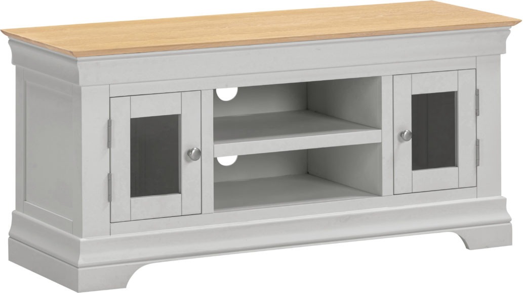 Seconique Bordeaux Small TV Stand Pebble Grey/Oak