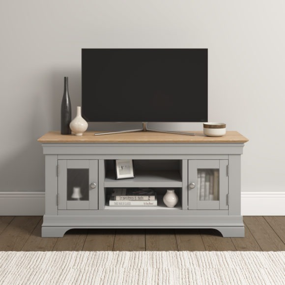 seconique Bordeaux Small TV Stand Pebble Grey/Oak