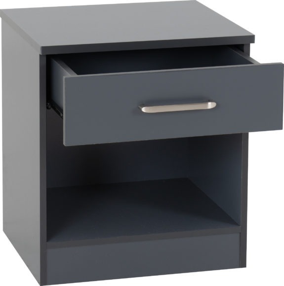Seconique Dakota 1 Drawer Bedside Dark Grey