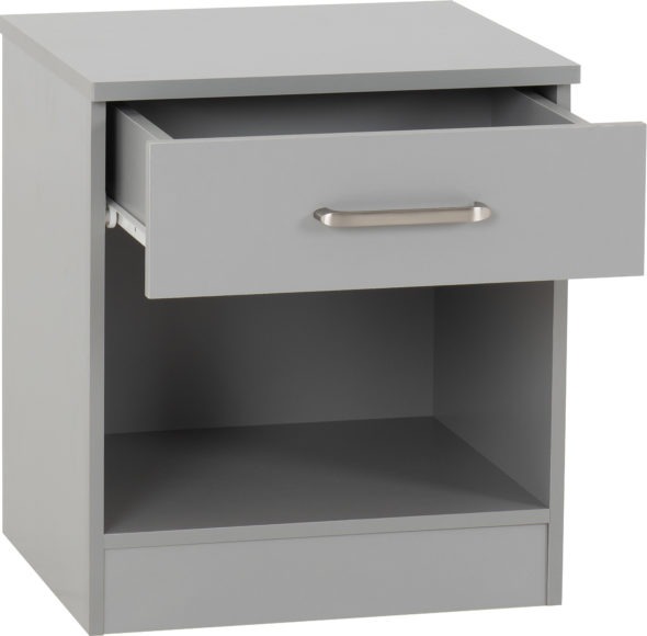 Seconique Dakota 1 Drawer Bedside Light Grey