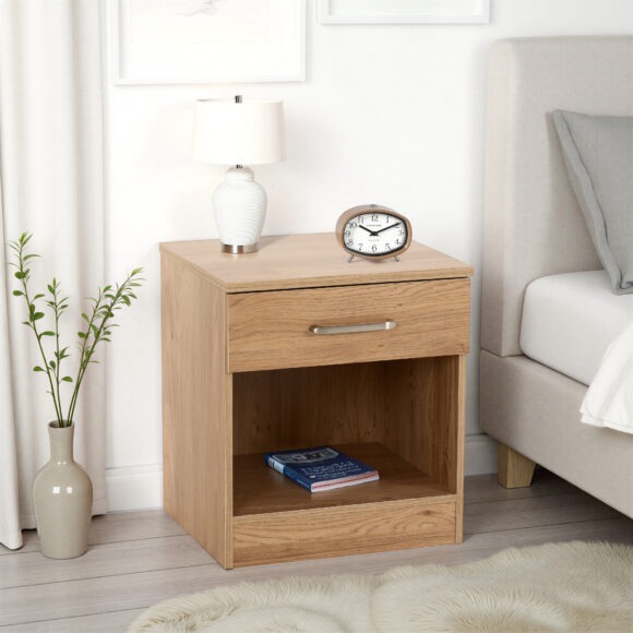 seconique Dakota 1 Drawer Bedside Oak Effect
