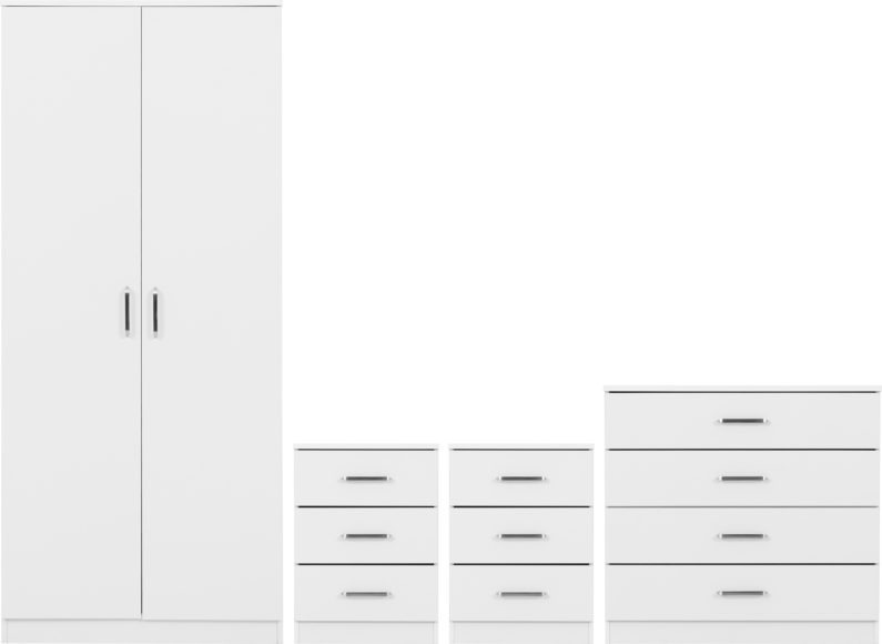 Seconique Dakota 2 Door Wardrobe Bedroom Set White