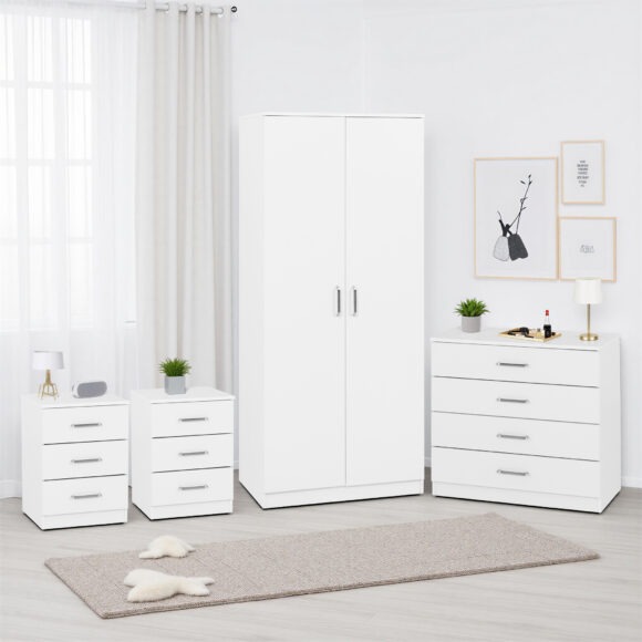 seconique Dakota 2 Door Wardrobe Bedroom Set White