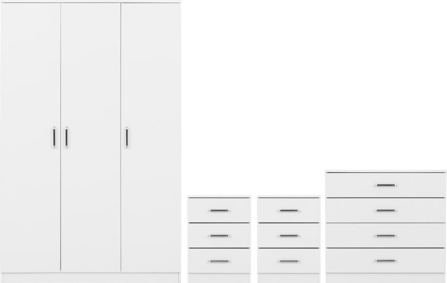 Seconique Dakota 3 Door Wardrobe Bedroom Set White