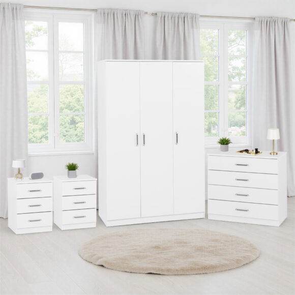 seconique Dakota 3 Door Wardrobe Bedroom Set White