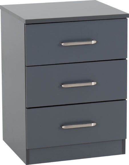 Seconique Dakota 3 Drawer Bedside Dark Grey