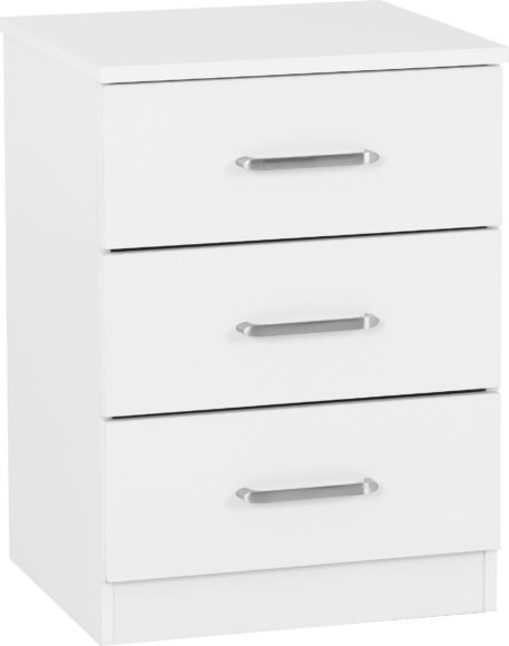 Seconique Dakota 3 Drawer Bedside White
