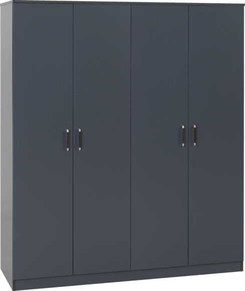 seconique Dakota 4 Door Wardrobe Dark Grey