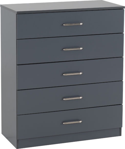 Seconique Dakota 5 Drawer Chest Dark Grey