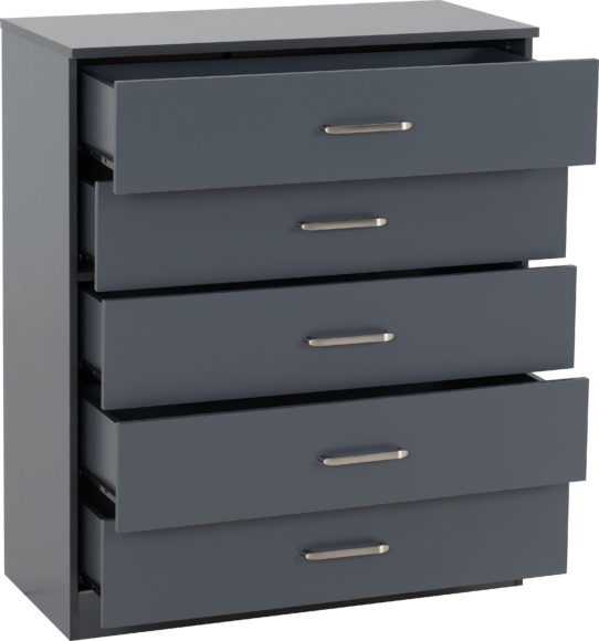 Seconique Dakota 5 Drawer Chest Dark Grey