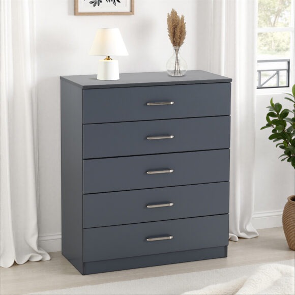 seconique Dakota 5 Drawer Chest Dark Grey