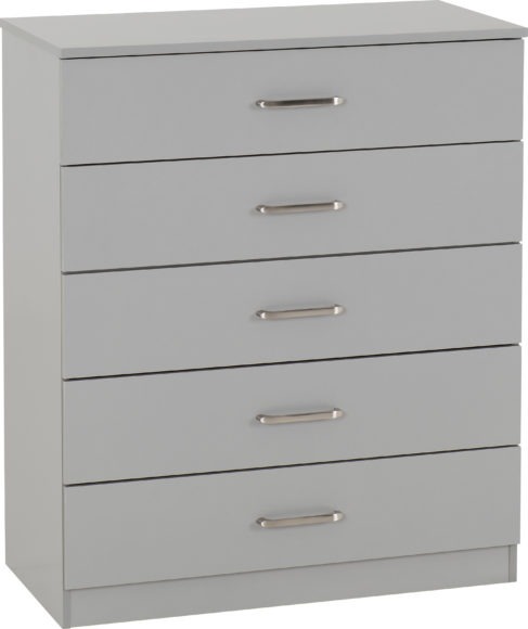 Seconique Dakota 5 Drawer Chest Light Grey