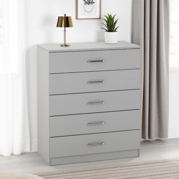 seconique Dakota 5 Drawer Chest Light Grey