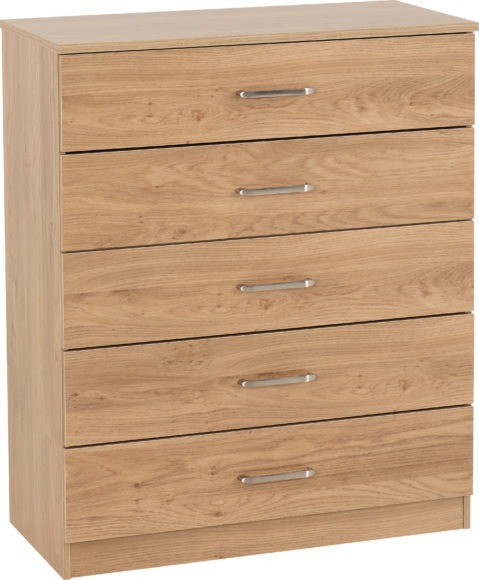 Seconique Dakota 5 Drawer Chest Oak Effect