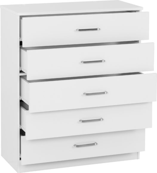 Seconique Dakota 5 Drawer Chest White
