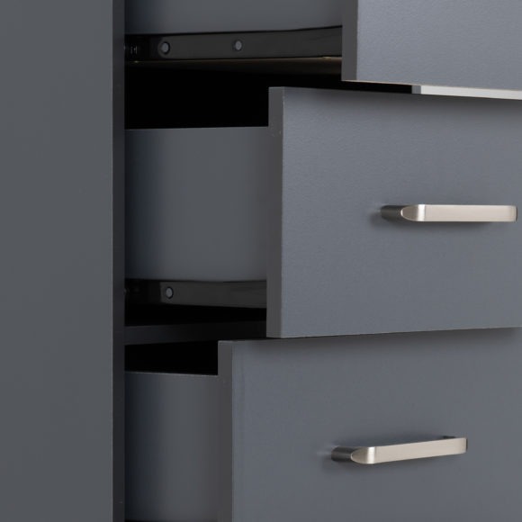 Seconique Dakota 5 Drawer Narrow Chest Dark Grey