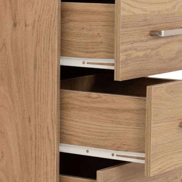 Seconique Dakota 5 Drawer Narrow Chest Oak Effect