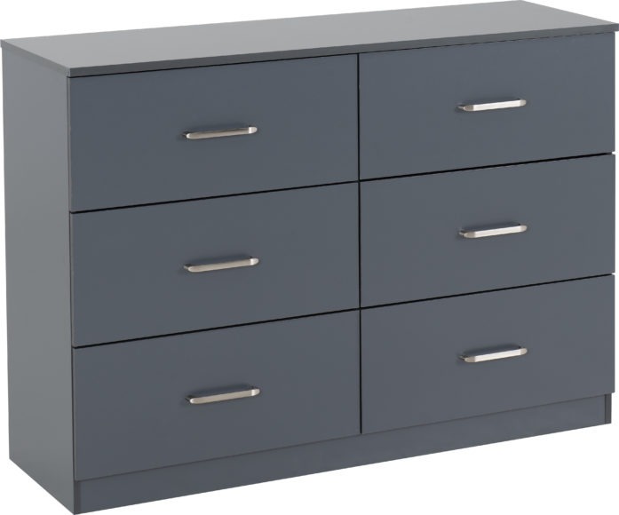 Seconique Dakota 6 Drawer Chest Dark Grey