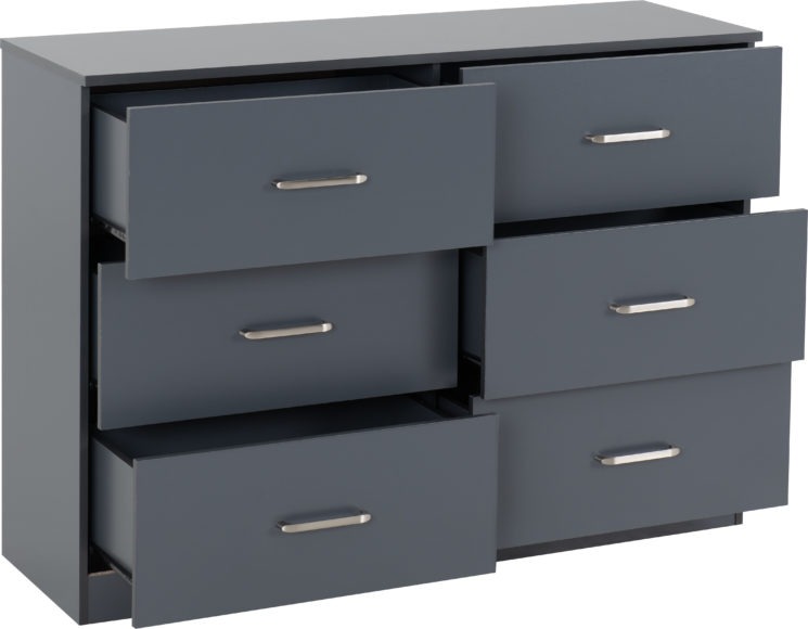 Seconique Dakota 6 Drawer Chest Dark Grey