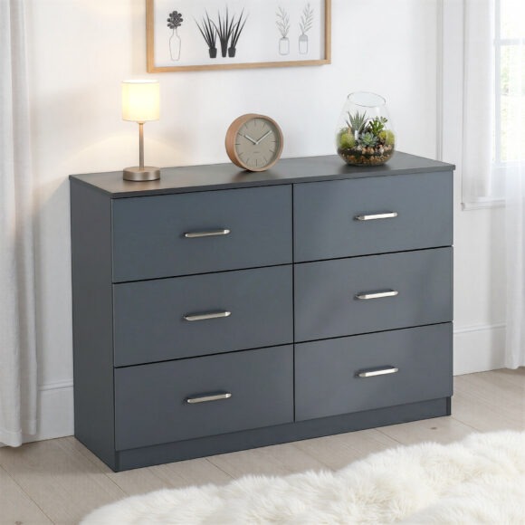 seconique Dakota 6 Drawer Chest Dark Grey