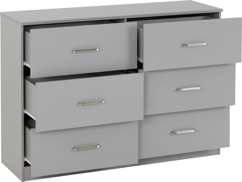 Seconique Dakota 6 Drawer Chest Light Grey
