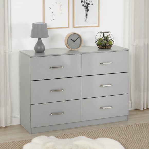 seconique Dakota 6 Drawer Chest Light Grey