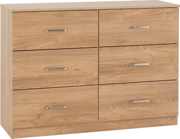 Seconique Dakota 6 Drawer Chest Oak Effect