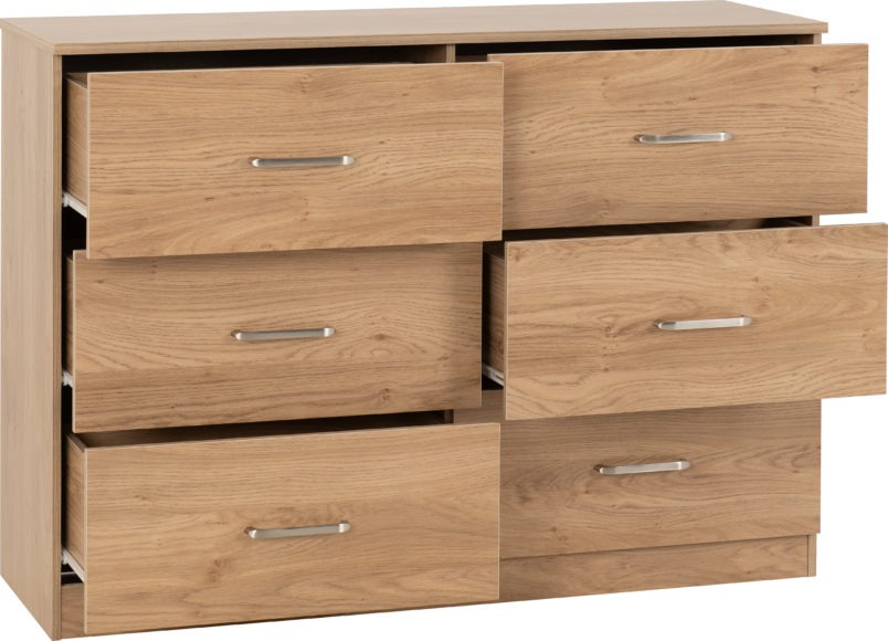 Seconique Dakota 6 Drawer Chest Oak Effect