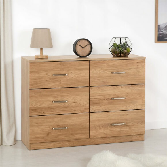 seconique Dakota 6 Drawer Chest Oak Effect