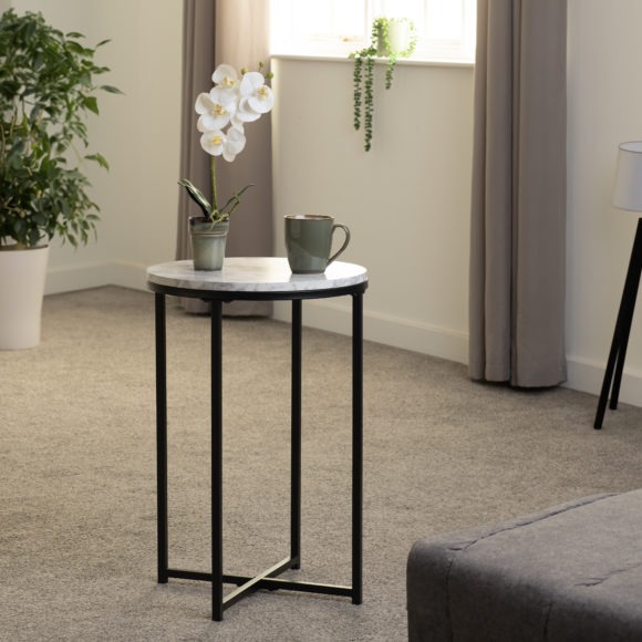 Seconique Dallas Side Table Marble/Black