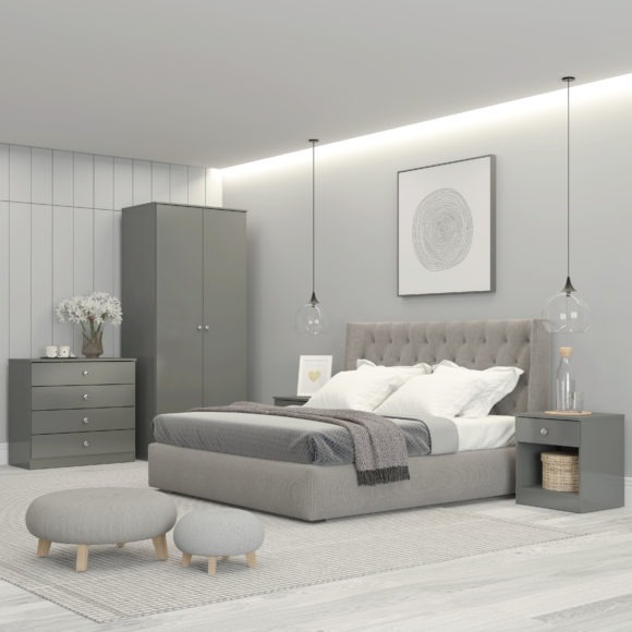 Seconique Denver 1 Drawer Bedside Grey Gloss