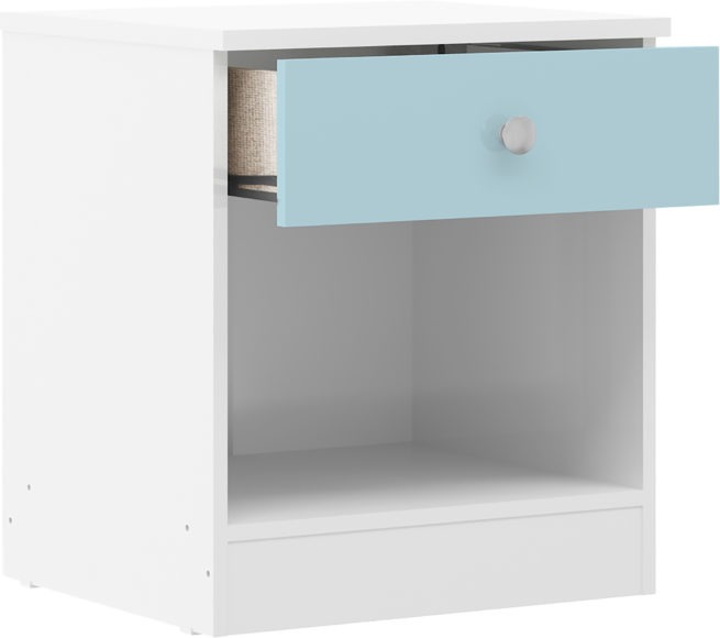 Seconique Denver 1 Drawer Bedside White/Blue Gloss