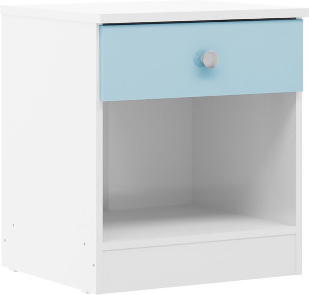 Seconique Denver 1 Drawer Bedside White/Blue Gloss