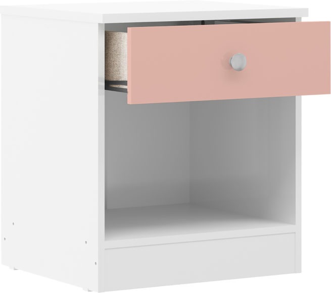 Seconique Denver 1 Drawer Bedside White/Pink Gloss