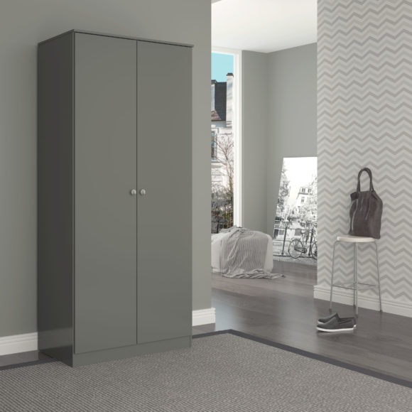 seconique Denver 2 Door Wardrobe Grey Gloss