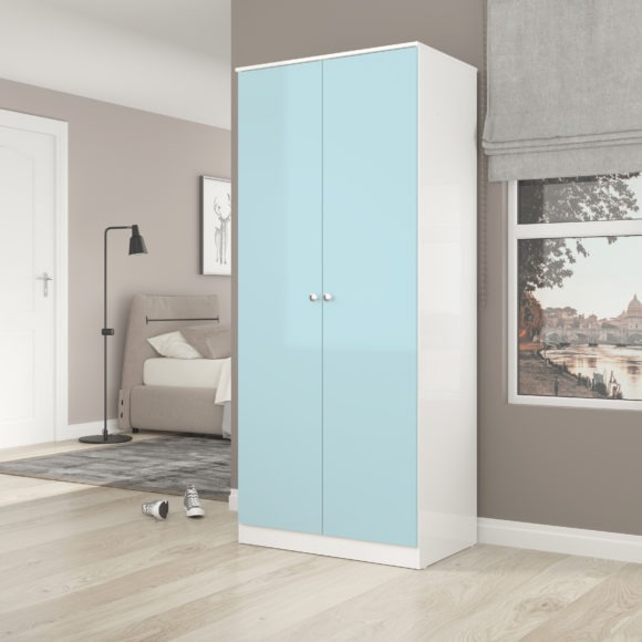 seconique Denver 2 Door Wardrobe White/Blue Gloss