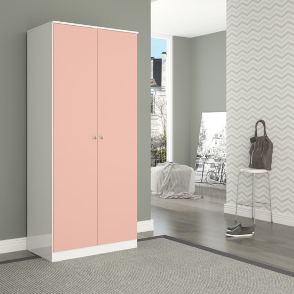 Seconique Denver 2 Door Wardrobe White/Pink Gloss