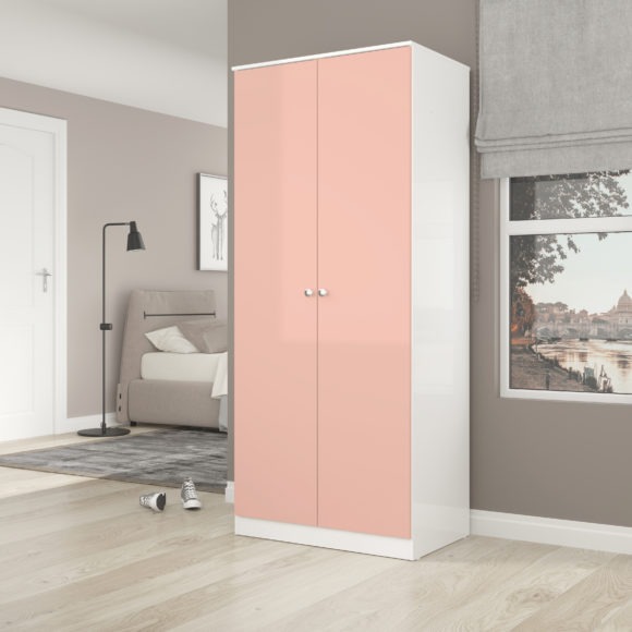seconique Denver 2 Door Wardrobe White/Pink Gloss