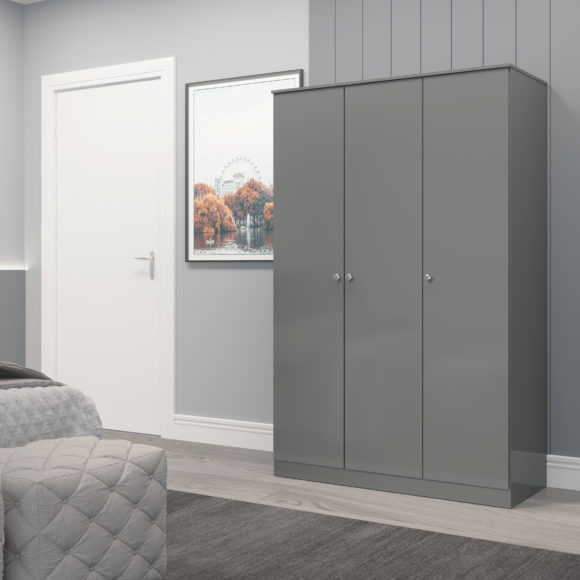 Seconique Denver 3 Door Wardrobe Grey Gloss