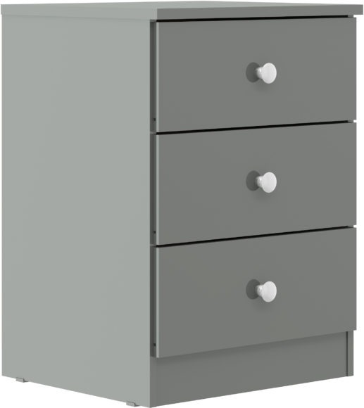Seconique Denver 3 Drawer Bedside Grey Gloss