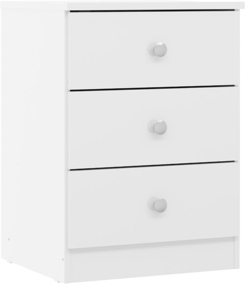 Seconique Denver 3 Drawer Bedside White Gloss