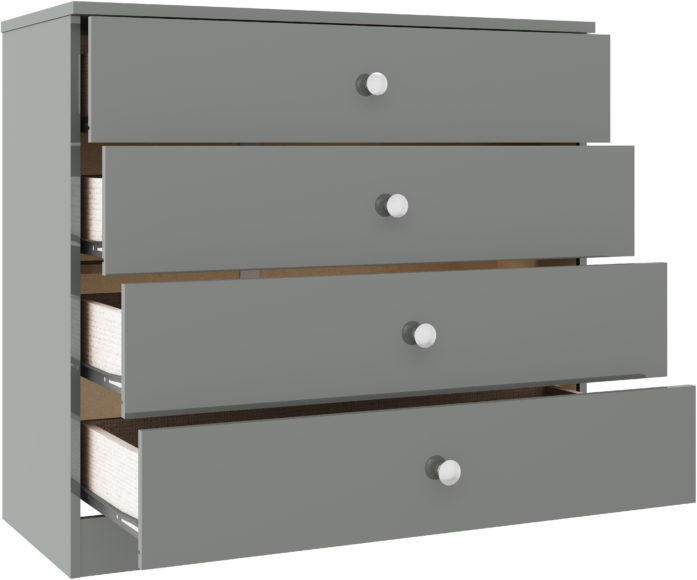 Seconique Denver 4 Drawer Chest Grey Gloss
