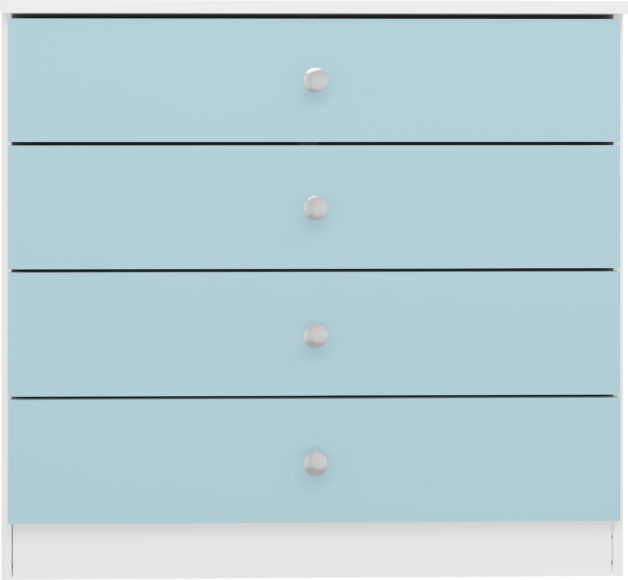 Seconique Denver 4 Drawer Chest White/Blue Gloss