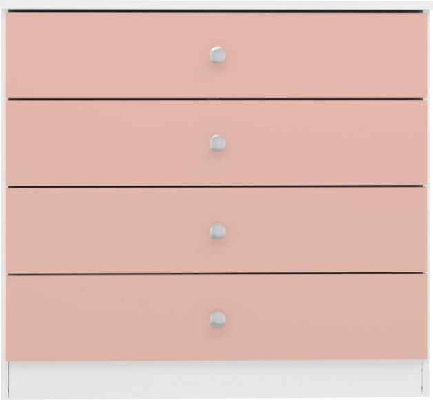 Seconique Denver 4 Drawer Chest White/Pink Gloss