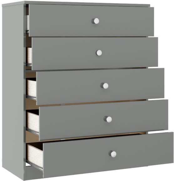 Seconique Denver 5 Drawer Chest Grey Gloss